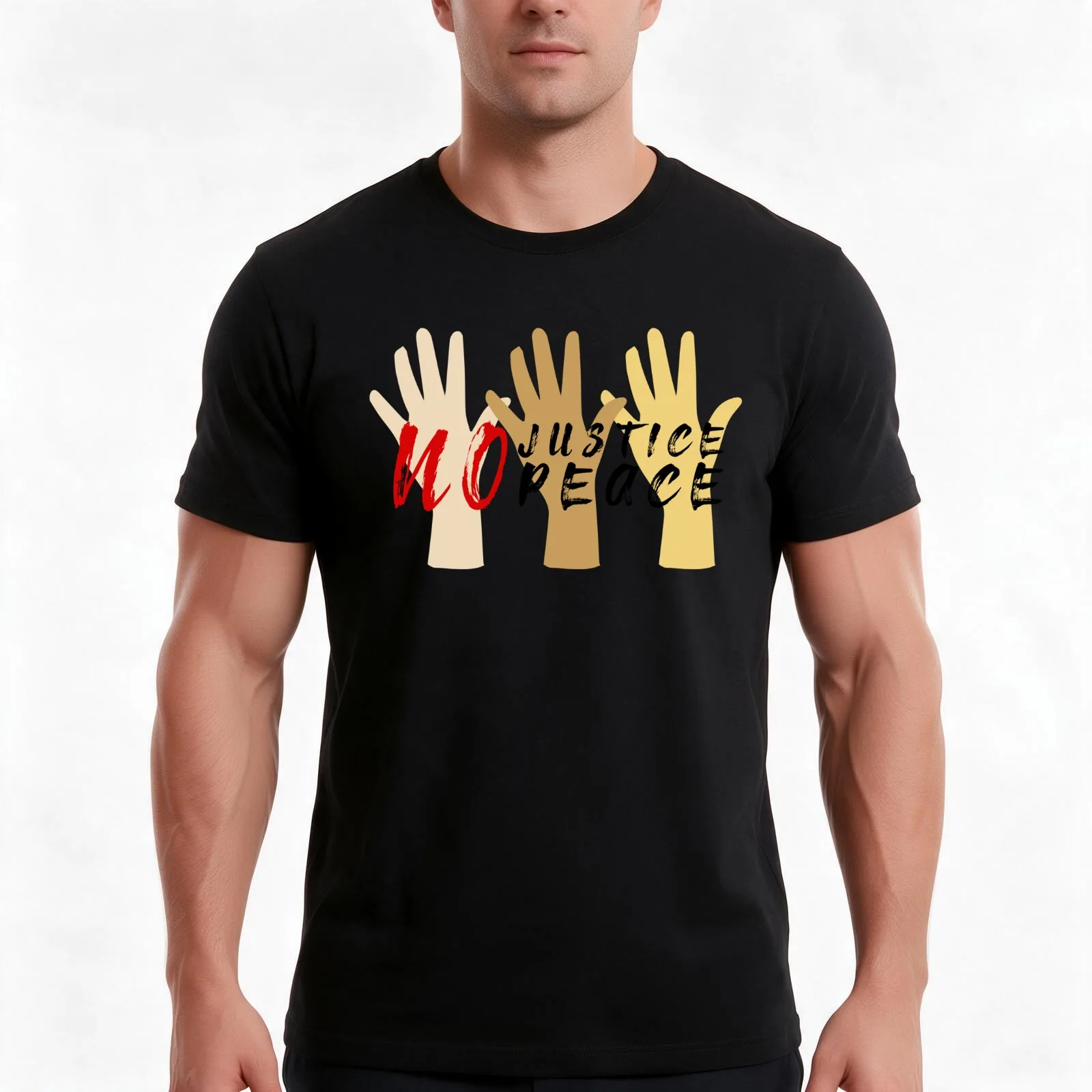 No Justice, No Peace mask T-Shirt, Summer Casual Cotton Tee, Oversized Streetwear Tops, Vintage Graphic Print, Unisex Men Women