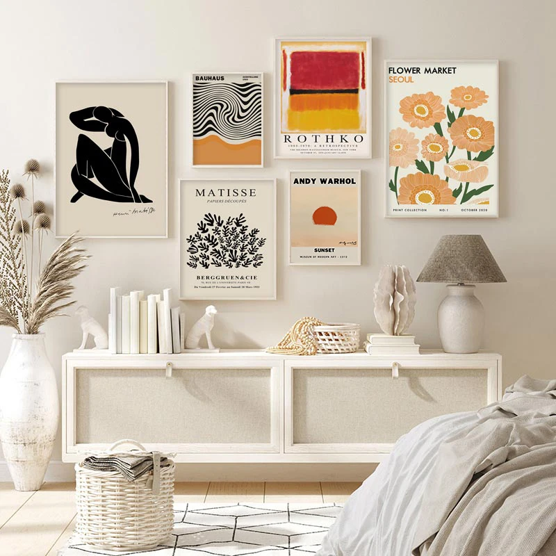 Abstract Yayoi Kusama Wall Art Matisse Mark Rothko Posters and Prints Flower Market Canvas Painting  Wall Picture Decor