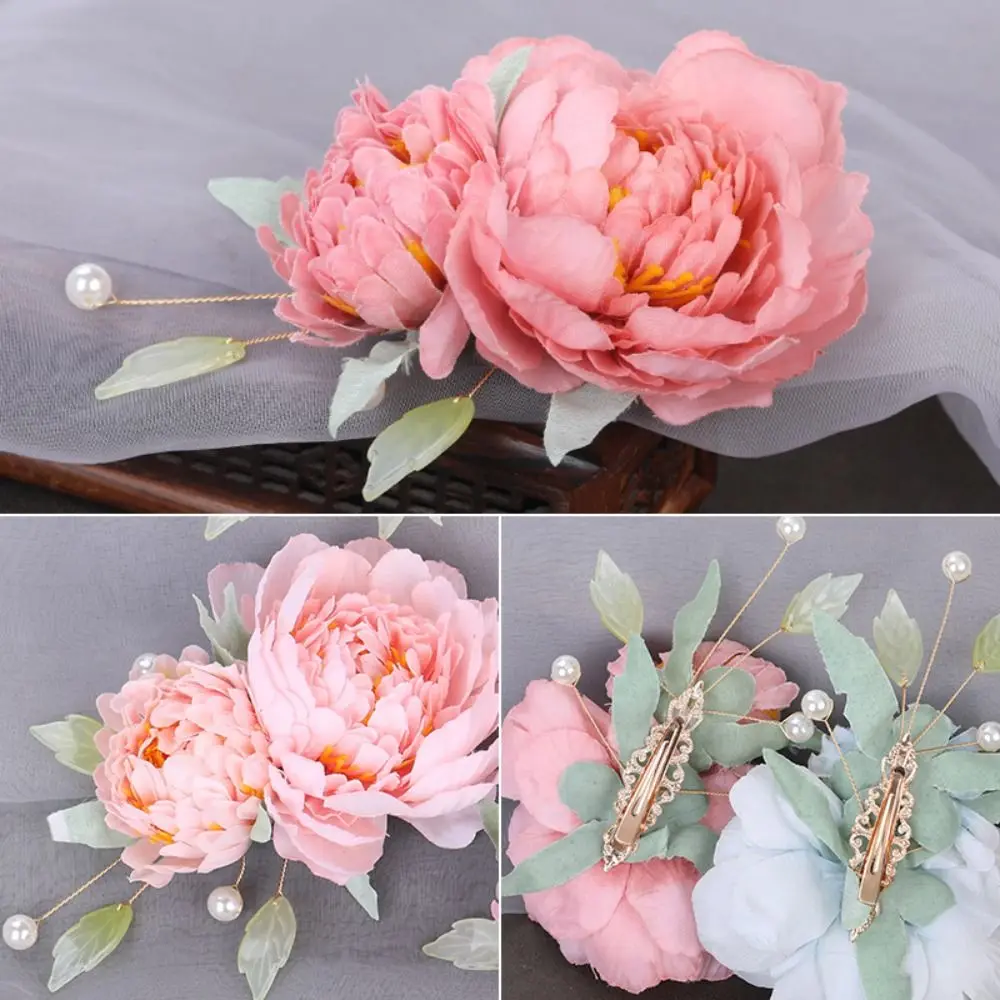 Flower Brooch Flower Hair Clip Hairpin Headwear Pearl Floral Hair Pins Cloth Hair Styling Barrettes Wedding Decorattion