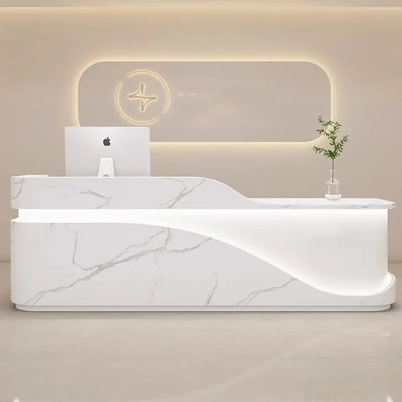 # Mostrador de Recepción Moderno para Oficina, Podio Blanco, Puesto de Venta Móvil, Escritorio Único para Mejora de Punto de Venta, Muebles Exclusivos
