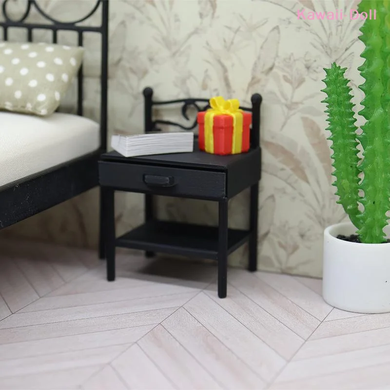 

[DO]1Pcs Dollhouse Bedside Table Miniature Realistic Design Mini Nightstand Bedroom Furniture High Intricacy For Hobbyists[DO]