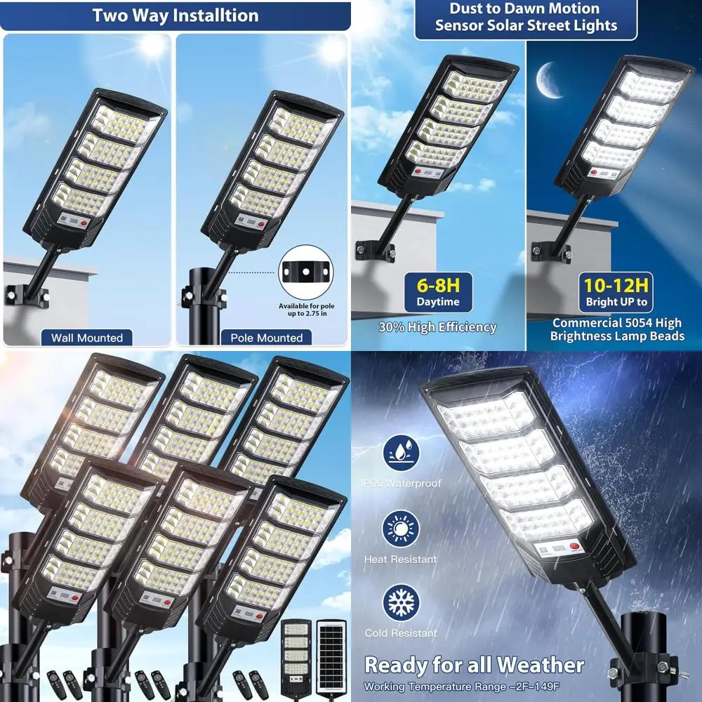 

6-Pack Outdoor Waterproof 6500K LED Motion Sensor Lights, Dusk to Dawn, Ideal for Parking Lots and Commercial Spaces