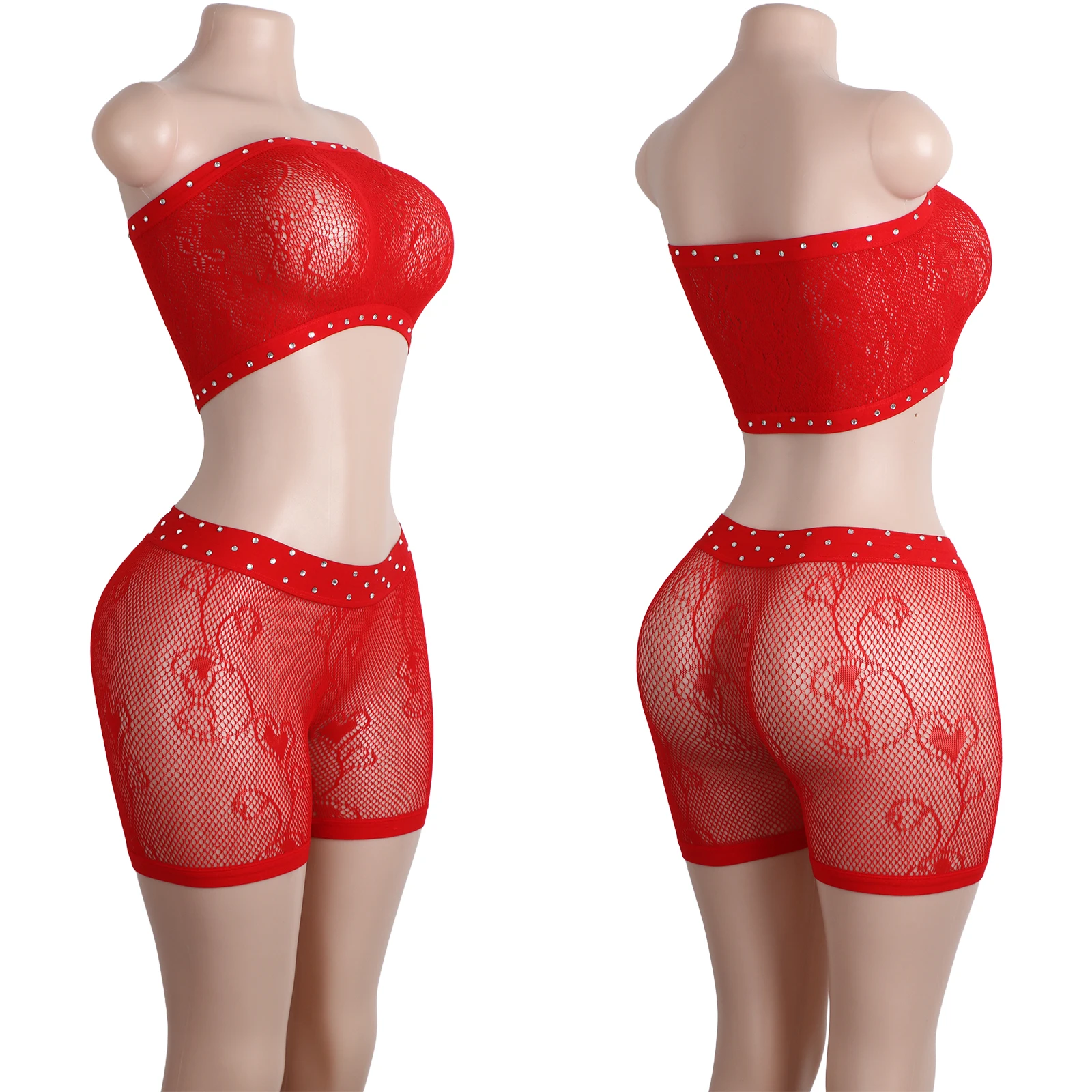 

Rhinestone Two-Piece Shorts Bra Hot Stripper Exotic Dancewear Performance Stage Club Lingerie One-Piece Costume Sexy Adults