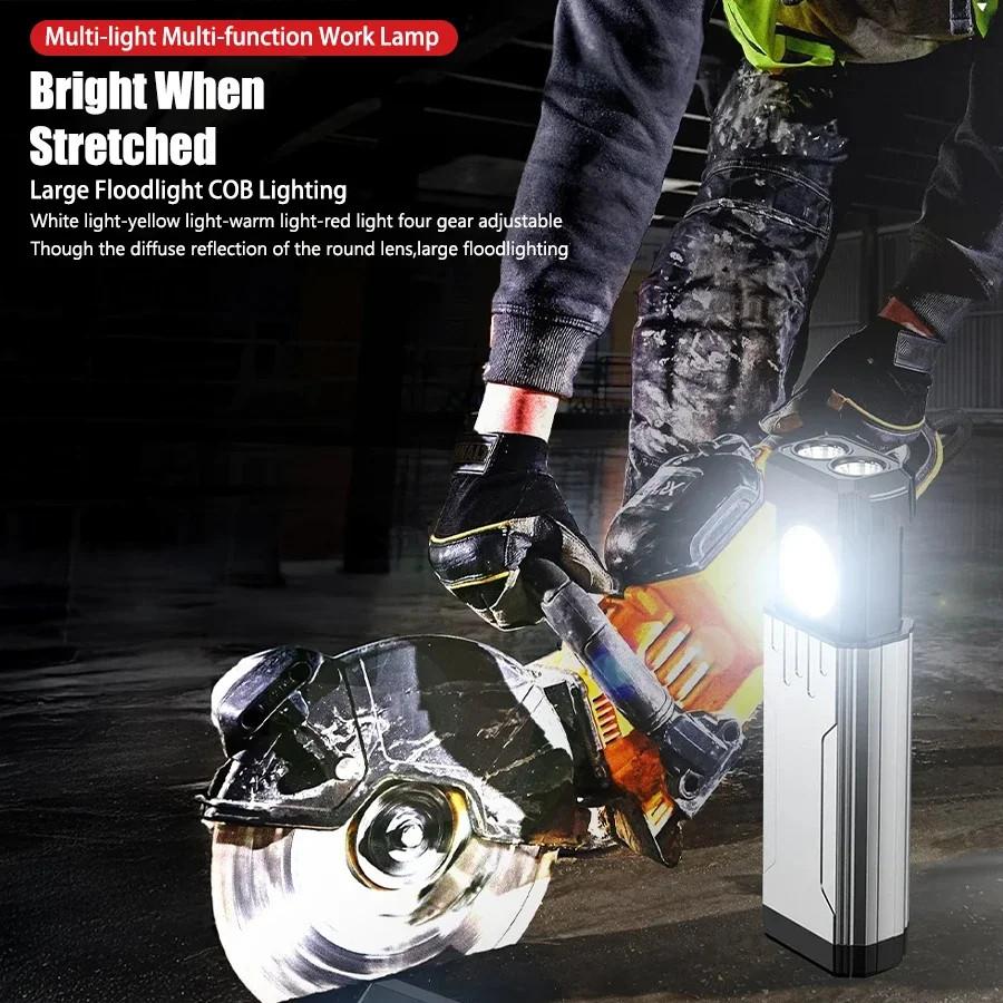 مصباح يدوي محمول عالي السطوع، قدرة تحمل فائقة الطول، من النوع C، مغناطيسي، خطاف، أوضاع إضاءة متعددة، خارجية، صيانة العمل، التخييم