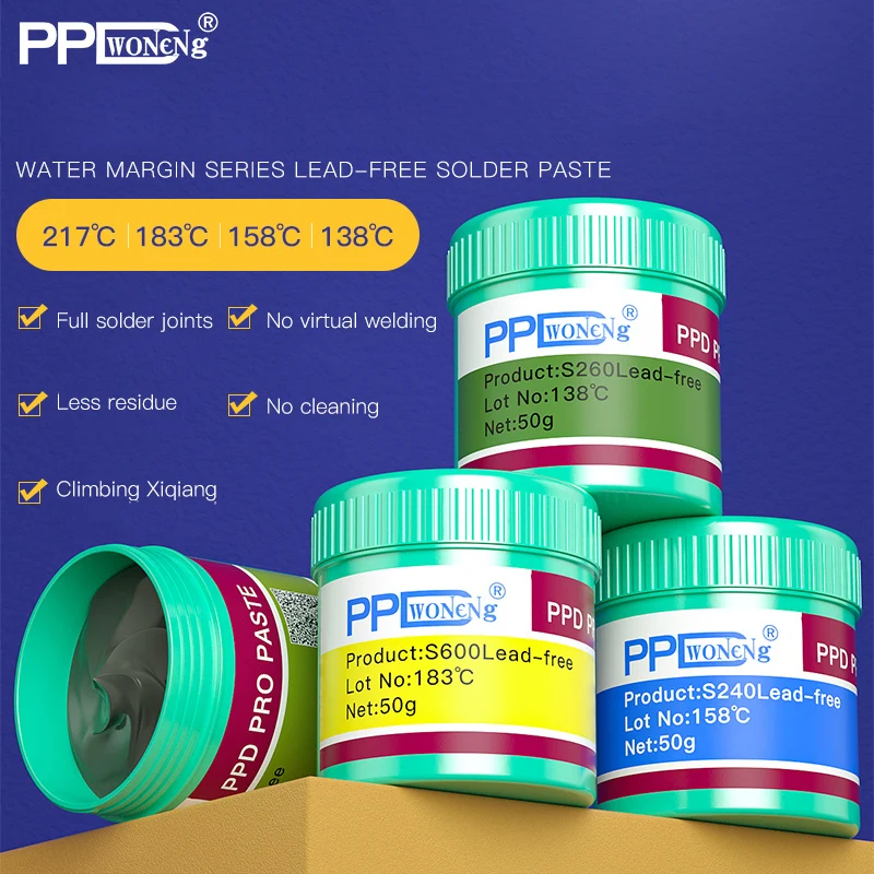 6Pcs PPD Lead Free Solder Paste Medium Low High Temperature 138 158 183 217 Degrees Welding Flux For Phone Motherboard Repair