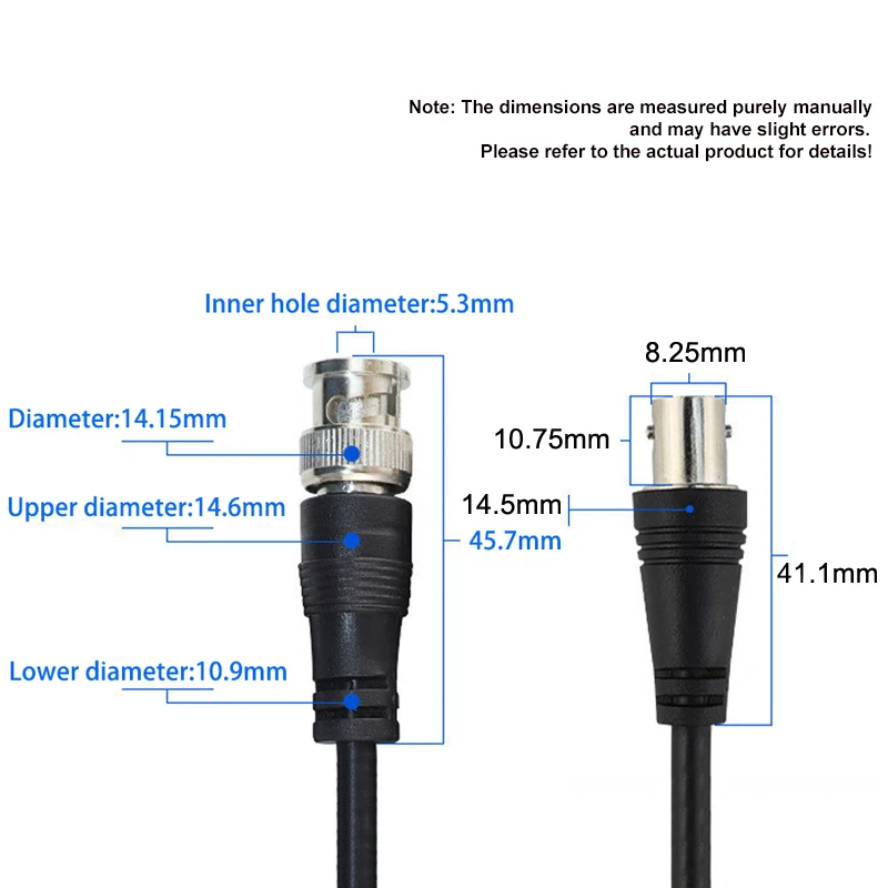 Adapter BNC męski na męski żeński z podwójną głowicą Przedłużacz złącza wideo Przewód pigtailowy do kamery CCTV Akcesoria 0,5 metra