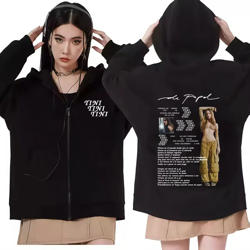 TINI -De Papel Tour هوديي الجمالية الجرافيك الصوف سستة بلوزات طويلة الأكمام المغني نفس النمط الملابس Harajuku هوديس #1