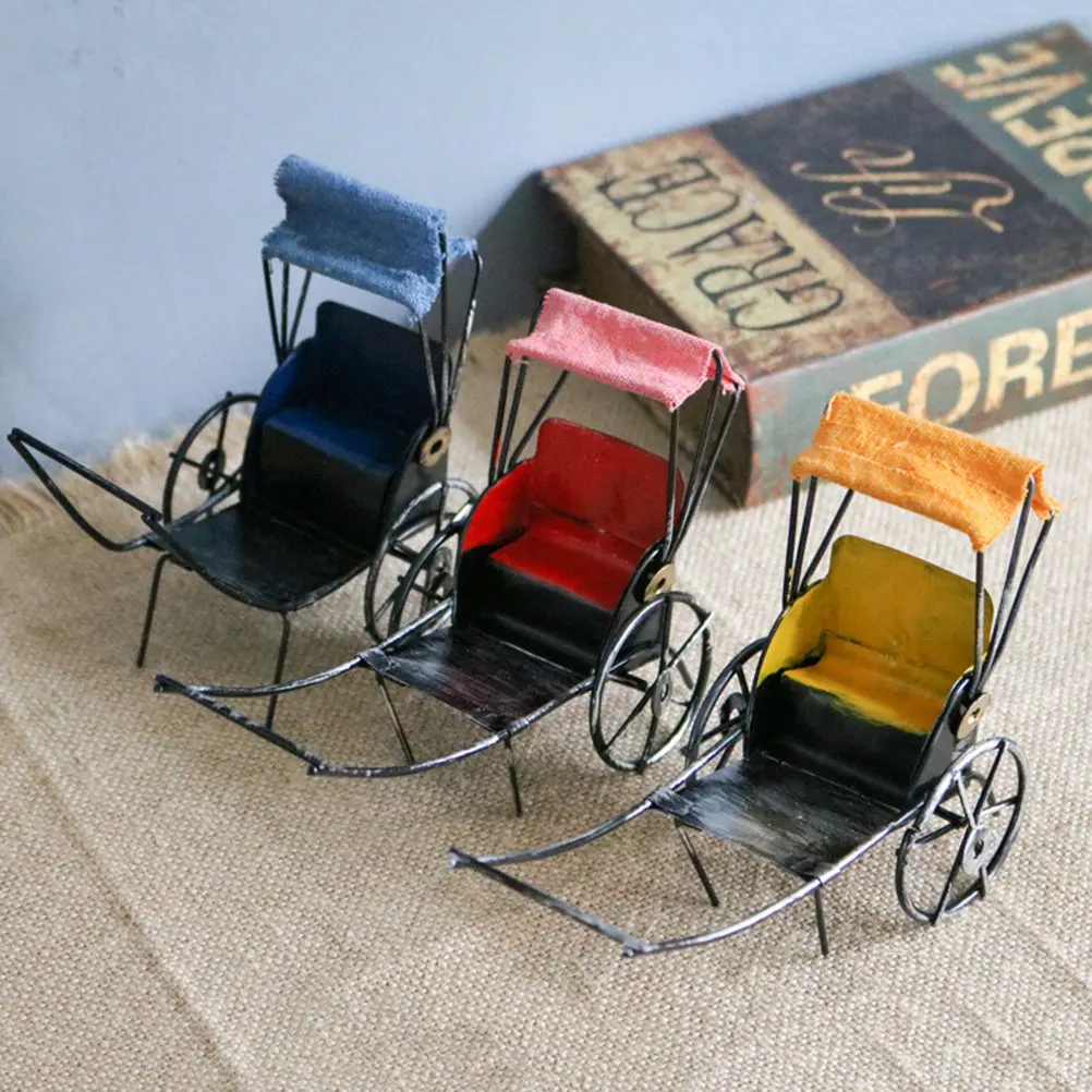 

Vintage Simulated Jinrikisha Retro Desktop Ornament Decorative Craft Home Supplies Housewarming Gift