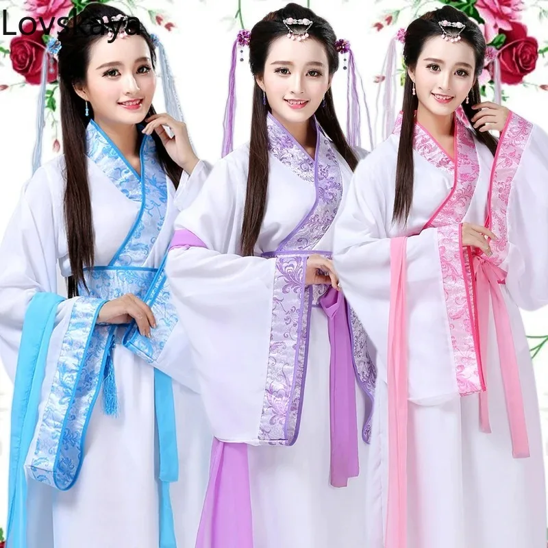 

ancient Hanfu Skirt Costume fairy elegant wide-sleeved stage guzheng dance costumes