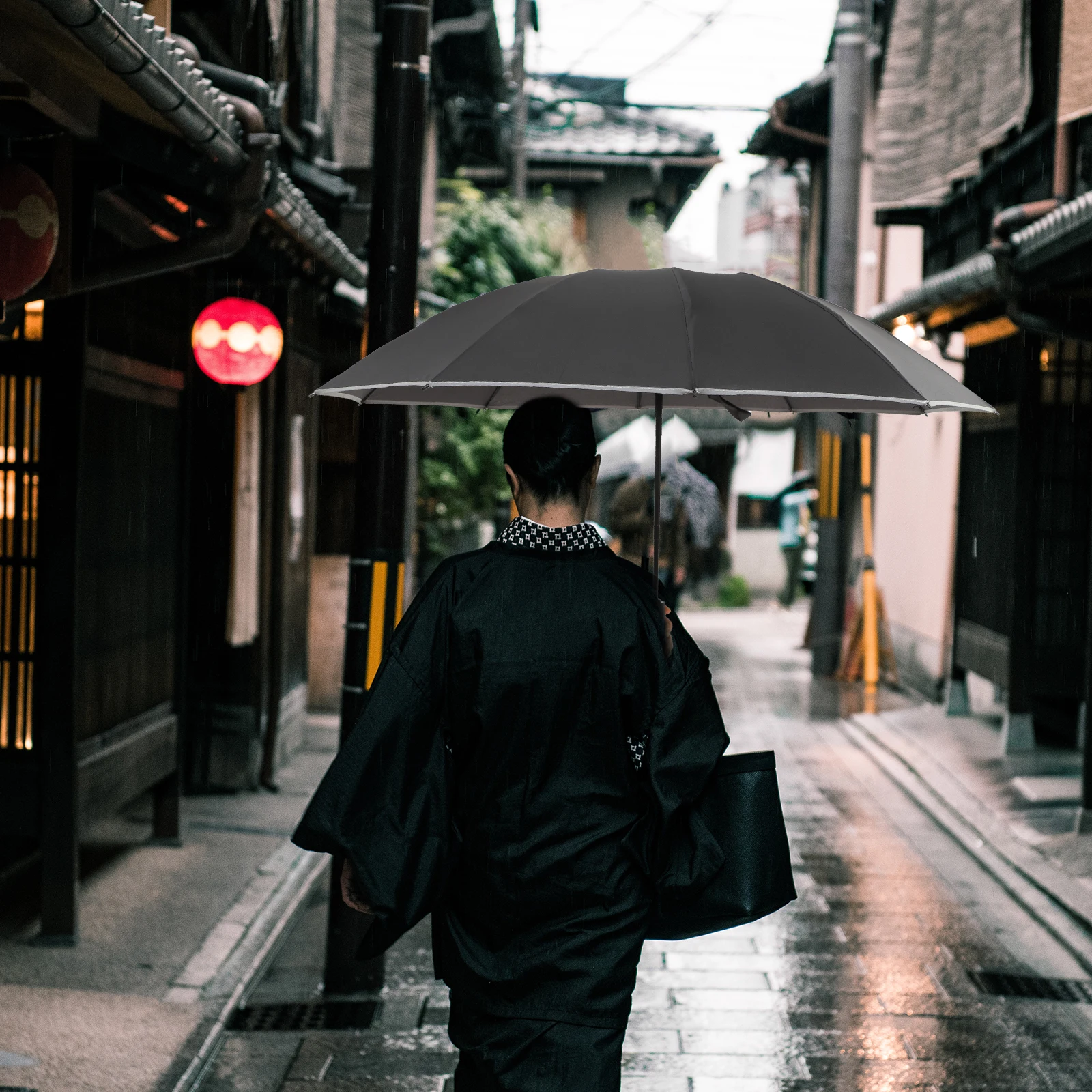 

Reflective Umbrella Windproof Rainy Day Supply Black Impact Cloth Foldable Pocket Universal Outdoor Sun Parasol