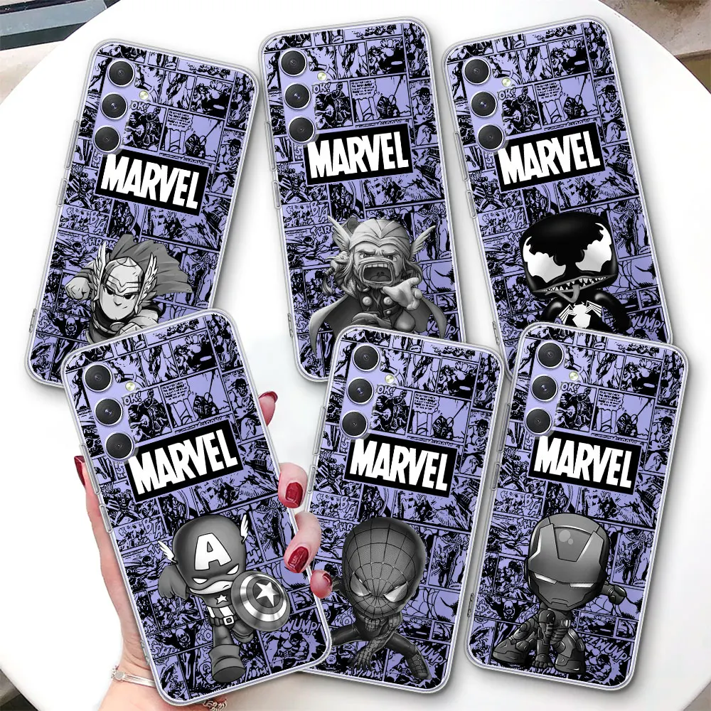 Marvel Ironman Groot Case for Samsung Galaxy A15 A12 A21s A25 A35 A53 A51 A55 A54 A14 A31 A52 A41 Transparent TPU Phone Cover