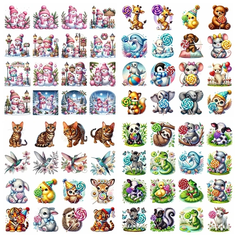 14CM 만화 귀여운 동물 세트 장난감 인형 옷에 대 한 열 전송 스티커에 철 Pinted 비닐 열 빨 티셔츠 데 카