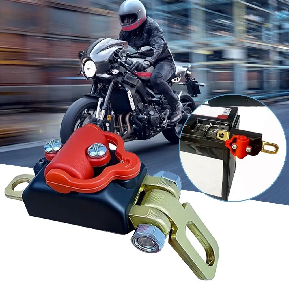 Universal Motorcycle Battery Cut Off Switch Red Lever ON OFF Indicator Rotatable Installation Brass 100A Compact for Motorcycles