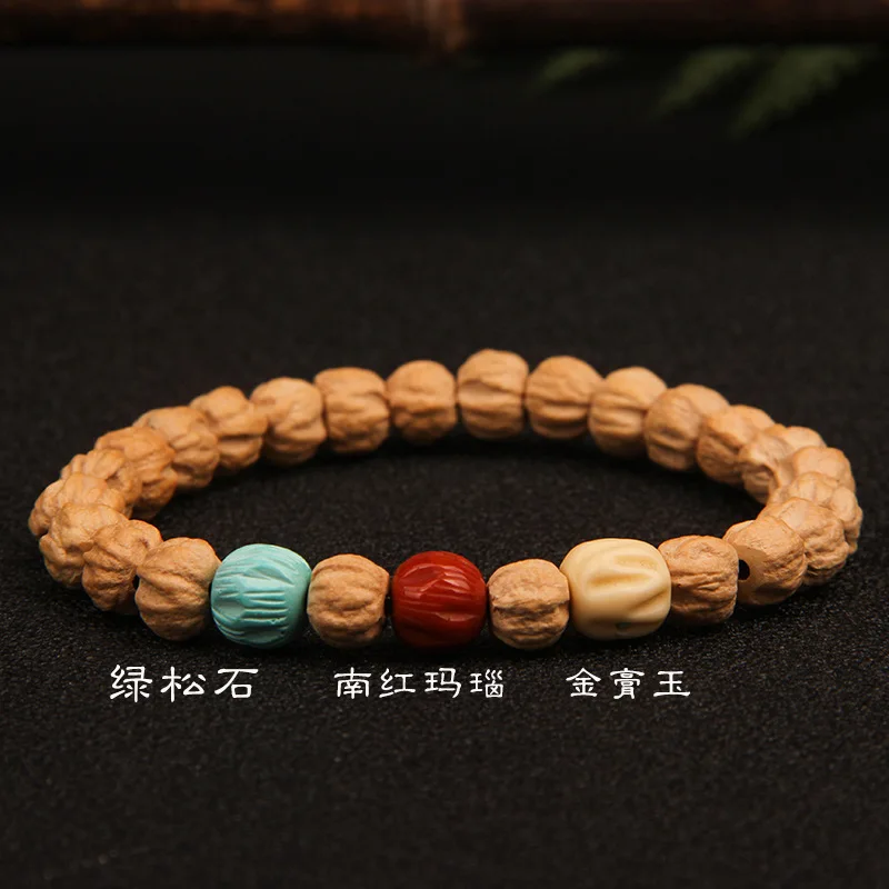 Natural Cacumen Platycladi Single-Wrap Bracelet Red and Green Accessories Rosary