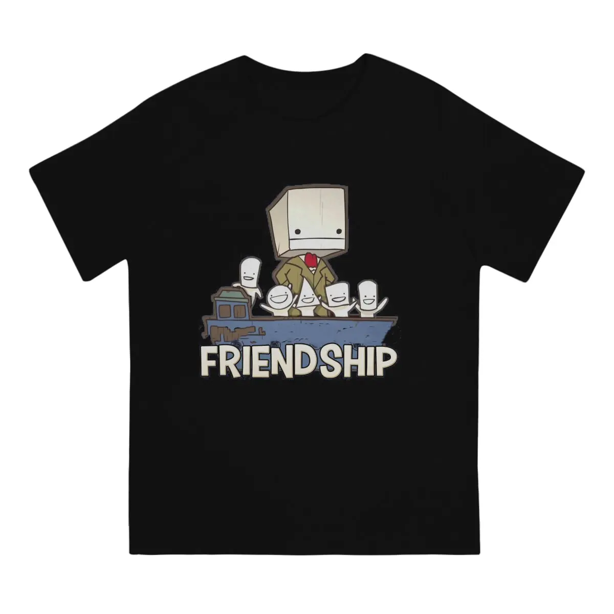 Friendship is the Best Ship T-Shirt for Men Castle Crashers Novelty Pure Cotton Tees Crew Neck Short Sleeve T Shirts Unique Tops