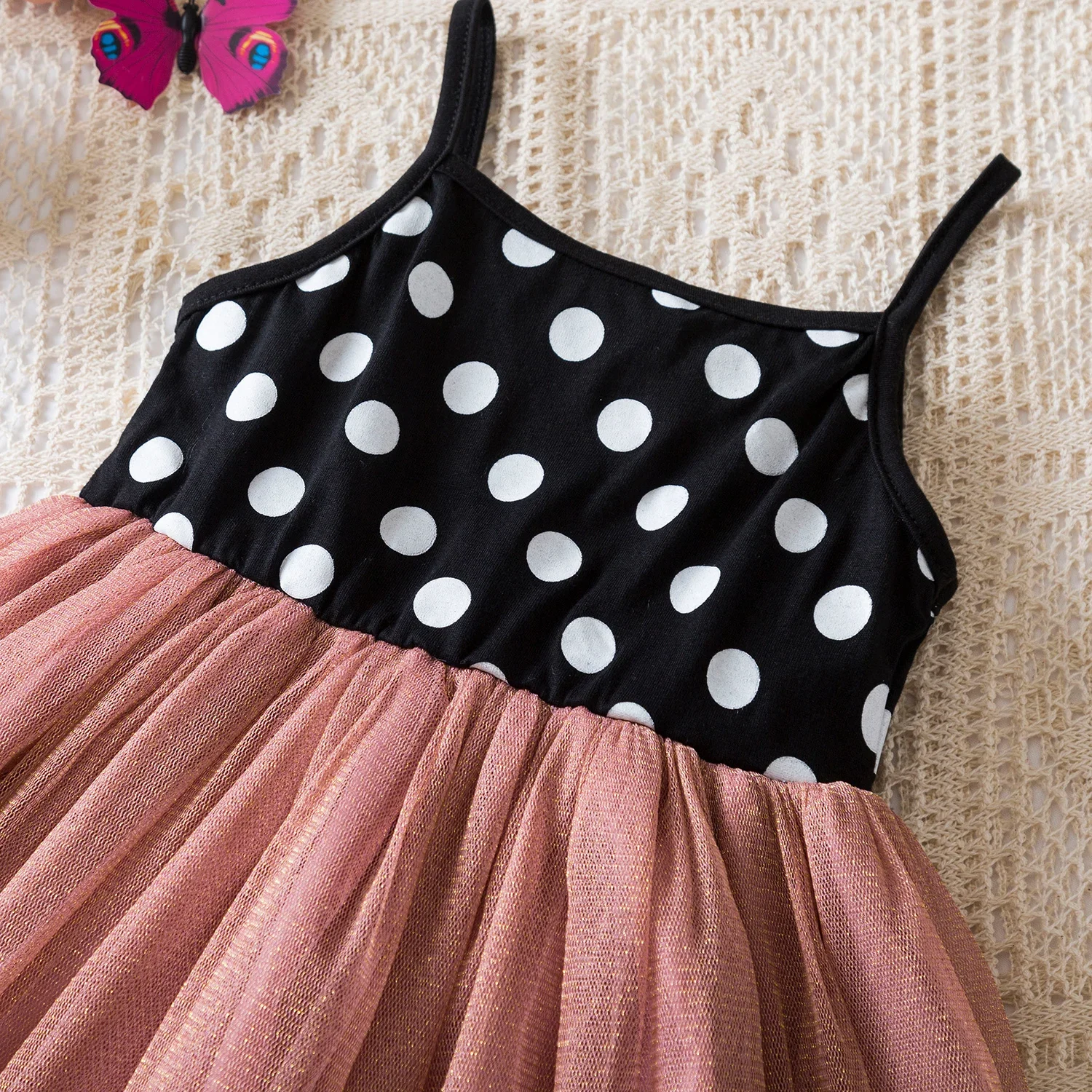 2024 Baby Girls Summer Dress Kids Polka Dot Sleeveless Mesh Tutu Princess Birthday Party Vestidos 2-6Y Children Casual Clothes