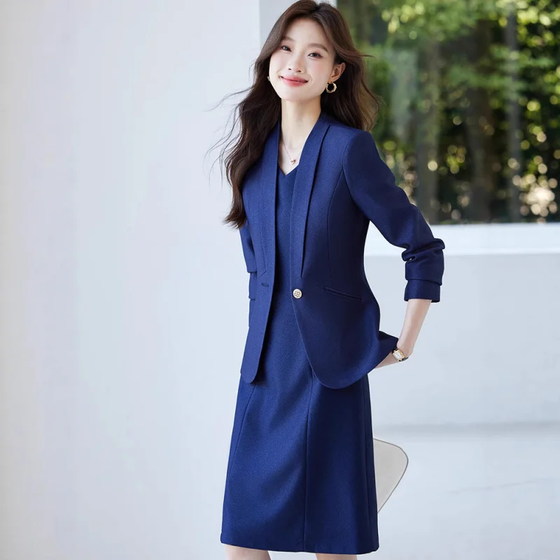 Kragenloser Damen-Blazer für Frühling und Herbst2025Neues High-End-Slim-Fit-elegantes Anzugkleid Professionelles Anzugkleid
