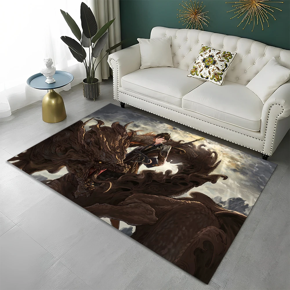 Game Genshin Impact Gamer Cartoon Carpet Rug for Home Living Room Bedroom Sofa Doormat Decor,Child Area Rug Non-slip Floor Mat