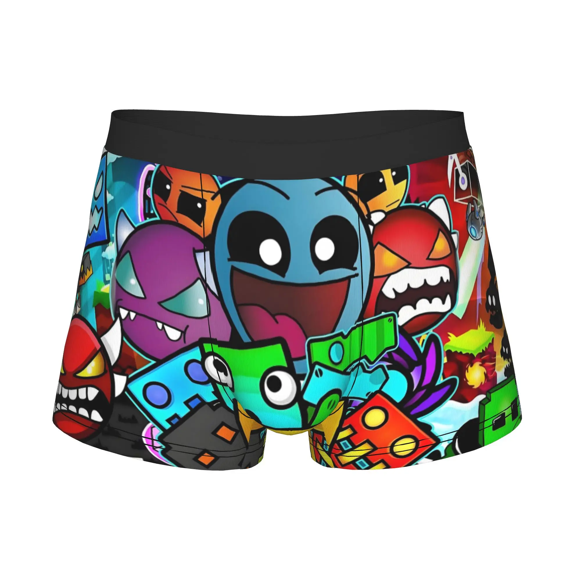 Cartoon Geometry Dash Underwear Male Printed Game Boxer Shorts Panties Briefs Soft Underpants