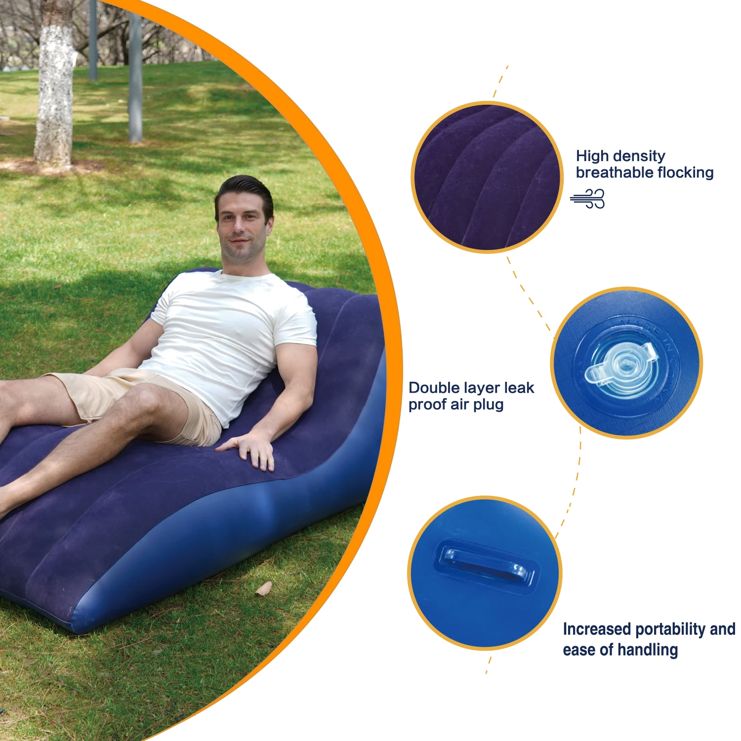 Inflatable Lounger Air Sofa Chair–Camping & Beach Accessories–Portable Water Proof Couch for Hiking, Picnics, Outdoors&Backyard