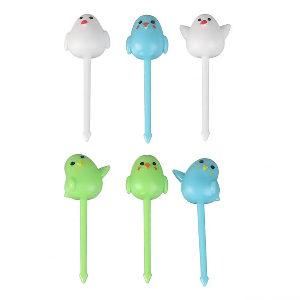 5/6/10Pcs Fruit Fork Reusable Cartoon Cute Chick Food Selection Mini Dessert Toothpick Daily Use