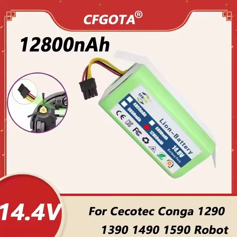 НОВЫЙ литий-ионный аккумулятор 2800-12800 мАч 14,4 В для робота-пылесоса Cecotec Conga 1290 1390 1490 1590, Gutrend Echo 520