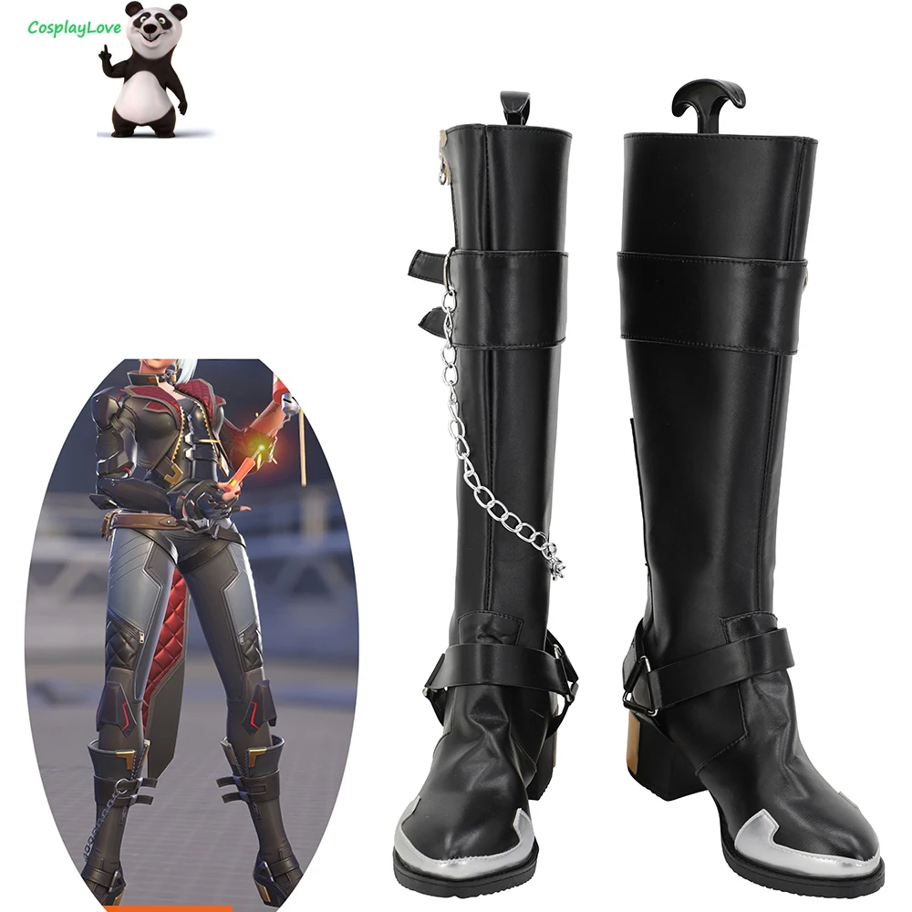 

Черные туфли для косплея Love OW GAME Ashe, длинные кожаные сапоги на заказ для Хэллоуина и Рождества
