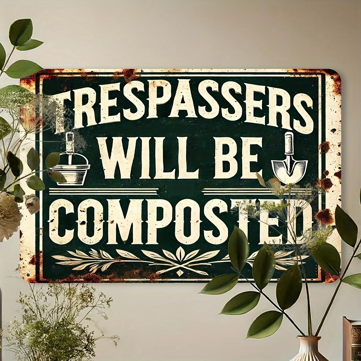 Vintage Rustic Metal Garden Sign - 