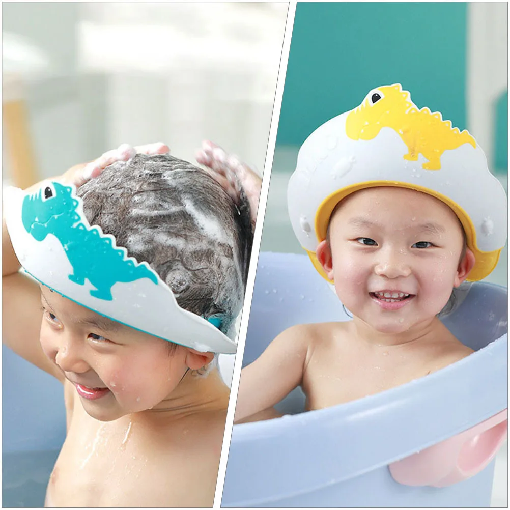 

2Pcs Baby Shampoo Hat with Eye and Ear Protection Cute Dinosaur Bathing Hat for Infant Hair Wash Toddler Showering Cap