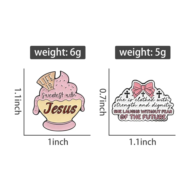 Life is sweeter with Jesus Enamel Pins God Quotes Brooches Cute Pink Bowknot Badges Faith Motivational Jewelry Gift for Friends