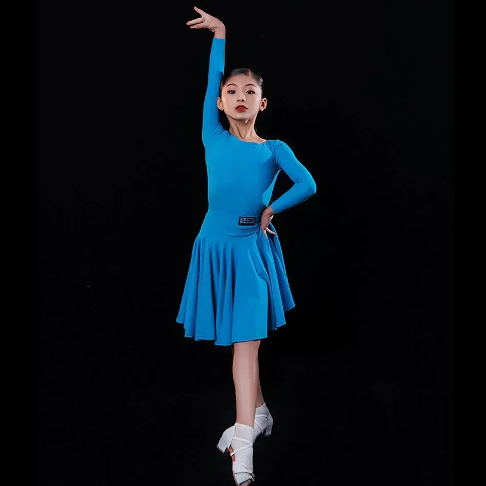 Kids Girls Latin Dance Professional Competiton Dress Latin Dances Standard Skirts Rumba Chacha Belly Practice Dancewear H6203