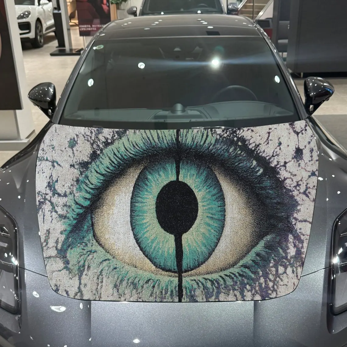 

Mystic Green Eye Artistic Voyage PVC Car Engine Hood Vinyl Wraps, Self-Adhesive Waterproof Car Hood Decal Sticker, Car Decoratio