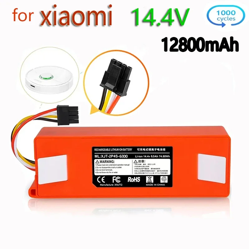 

14.4V BRR-2P4S-12800mAh Robotic Vacuum Cleaner Replacement Battery For Xiaomi Roborock S51 S55 S60 S65 S50 S5 MAX S6 Parts