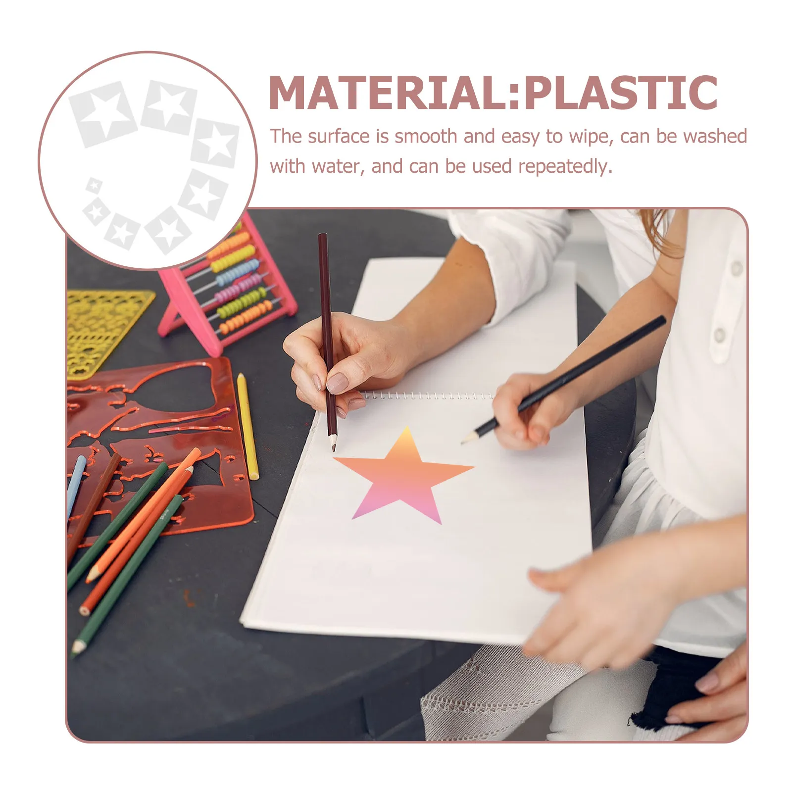 8Pcs Star Stencils Drawing Painting Stencils Set DIY Stencil Kit for Kids Beginners Crafts Scrapbooking Walls Tiles Paper Fabric