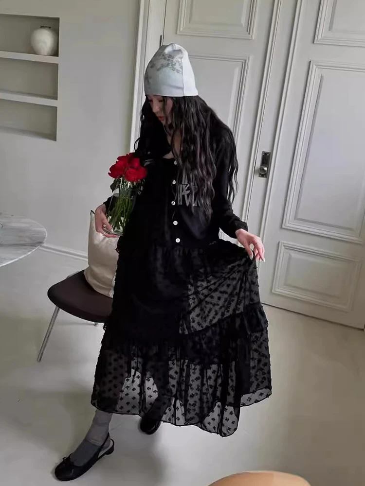 Ele ricamato floreale in chiffon avvolgente Dr donna primavera estate nuova gonna lunga allentata Sle Vaion coreana Sle Dr