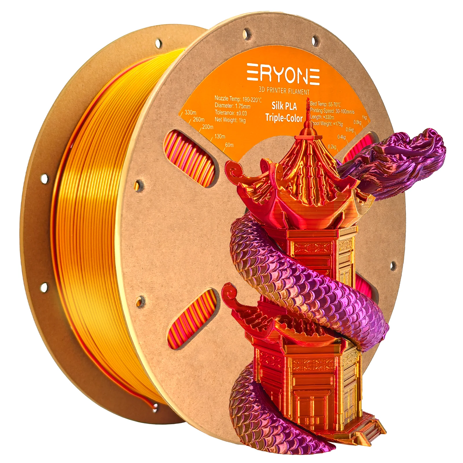 NIEUWE ERYONE 1KG/3KG/10KG Promotie Tri-Color Zijde PLA Filament Voor 3D Afdrukken 1.75mm Filament Hoge Kwaliteit Gratis Snelle Verzending