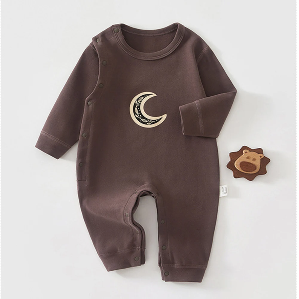Fall Baby Girls Clothes 100% Cotton Long Sleeve Baby Boy Rompers Moon Fruit Animal Print Winter Infant Jumpsuits
