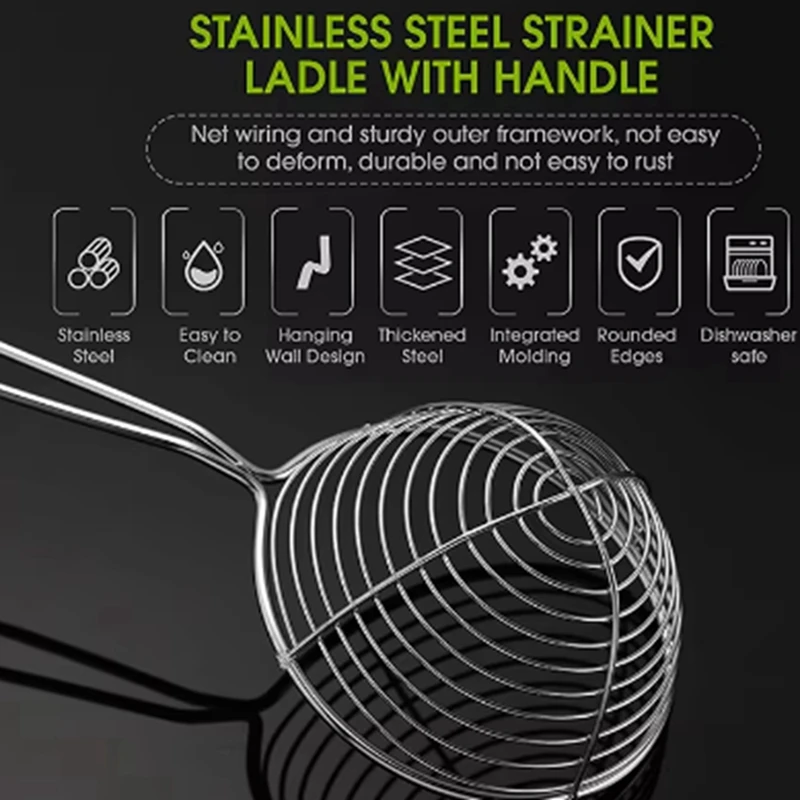 Hot Pot Strainer Scoops Stainless Steel Hot Pot Strainer Spoons Mesh Skimmer Spoon Asian Strainer Ladle Pearl Colander