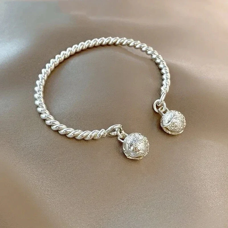 Luksusowa 925 Sterling Silver Retro ładna podwójna pałacowa bransoletka z mankietem bransoletka dla kobiet i projektantów biżuterii