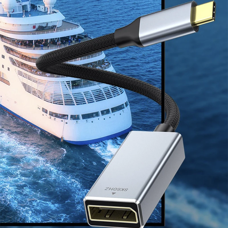 USB 3.1 Type C To Displayport 8K@60Hz DP 1.4 Braid Cable 4K 144Hz HDR USB C Display Port Video Adapter for MacBook Pro Air M1