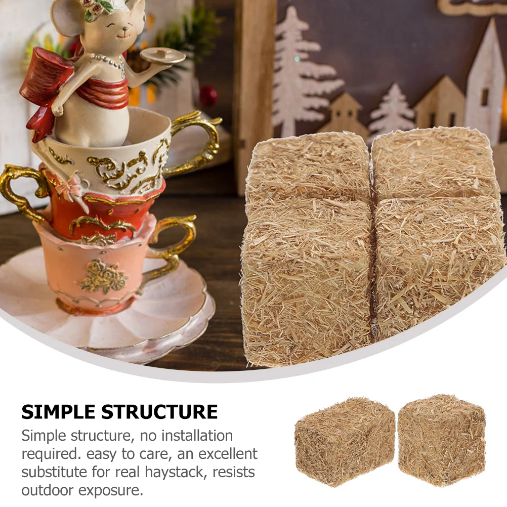 8 Pcs Simulated Mini Haystack Garden Scenery Decor Decorations Straw Bales Fake Photography Props DIY False Fall for Home