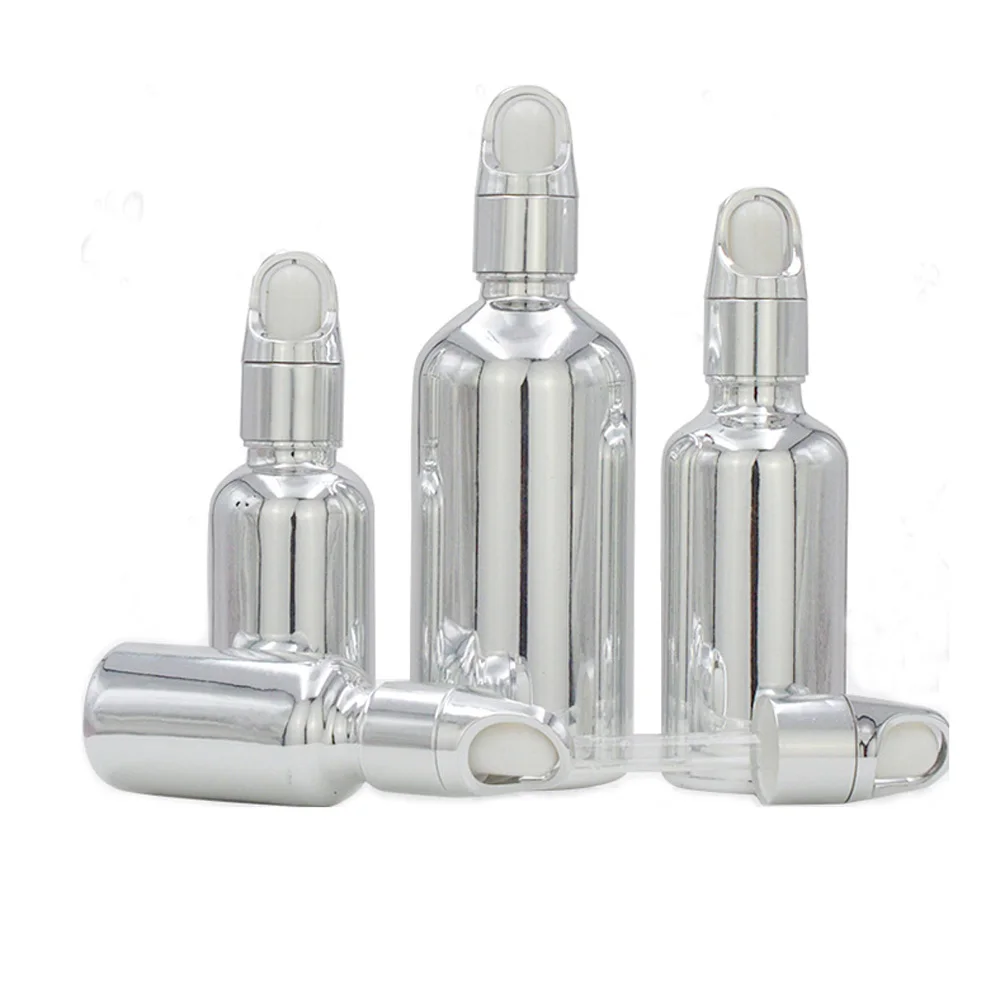 3 stks/partij 5-30 ml UV Galvaniseren Technologie Gouden & Zilveren Lege Hervulbare Glas Essentiële Olie Parfumflesje met Druppelaar