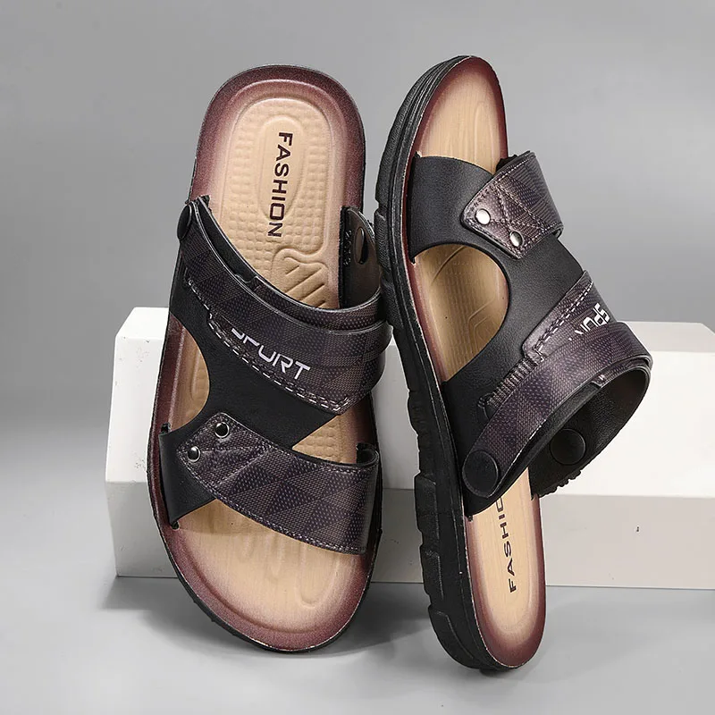 

Men Summer Comfortable Adult Men's Casual Slippers Fashion Sandals Beach Shoes for Men Non-slip Open-toe Sandals Male Zapatos
