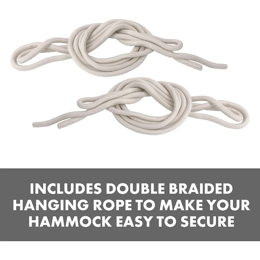 أرجوحة خارجية واسعة ومتينة مع حلقات حبل منسوجة يدويًا وحبال معلقة للاستخدام في الفناء الخلفي والحديقة من القطن والبوليز