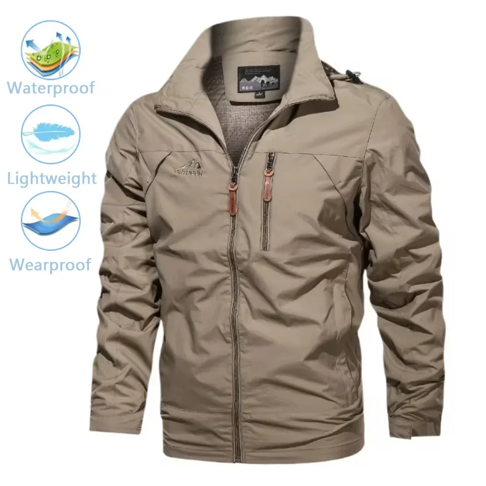

Windbreaker Men Tactical Jacket Waterproof Outdoor Hooded Coat Sports Military Field Climbing Thin Outwear Streetwear Coat