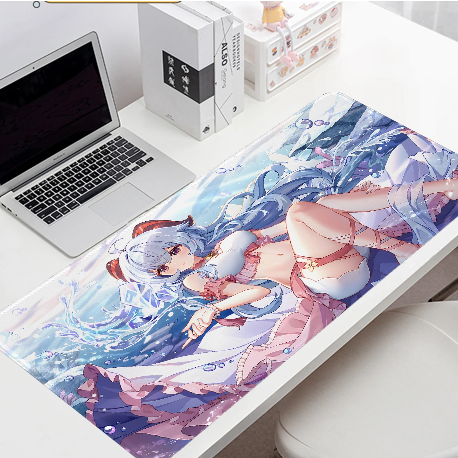 Genshin Impact Game Mousepads Ganyu Anime Girl Mouse Pad Computer Mat Office Gaming Keyboard Desk Mat Stitched Edge Desk Pad