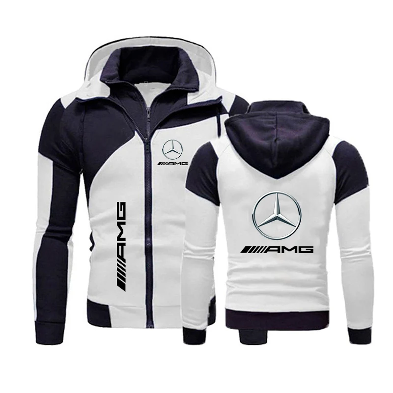 Men\'s Mercedes-Benz Motorcycle Jacket 2024 New Trendy Zipper Hoody Sweatshirt Casual Pullover Sportswear Mercedes-Benz Coat Tops