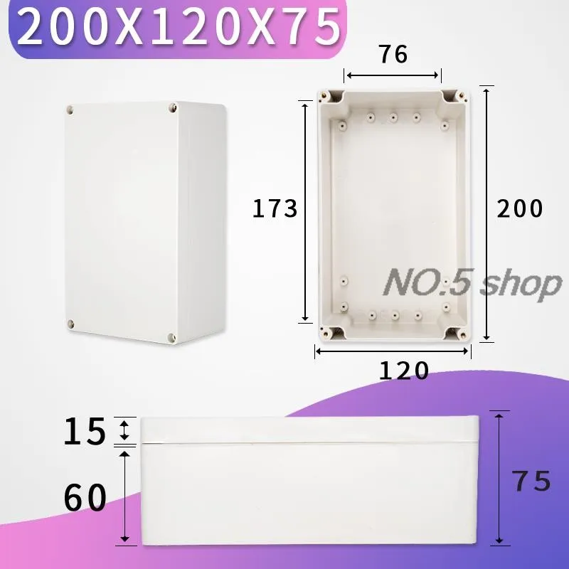 1Pc 200x120x75mm ABS Plastic Waterproof Outdoor Terminal Power Button Box