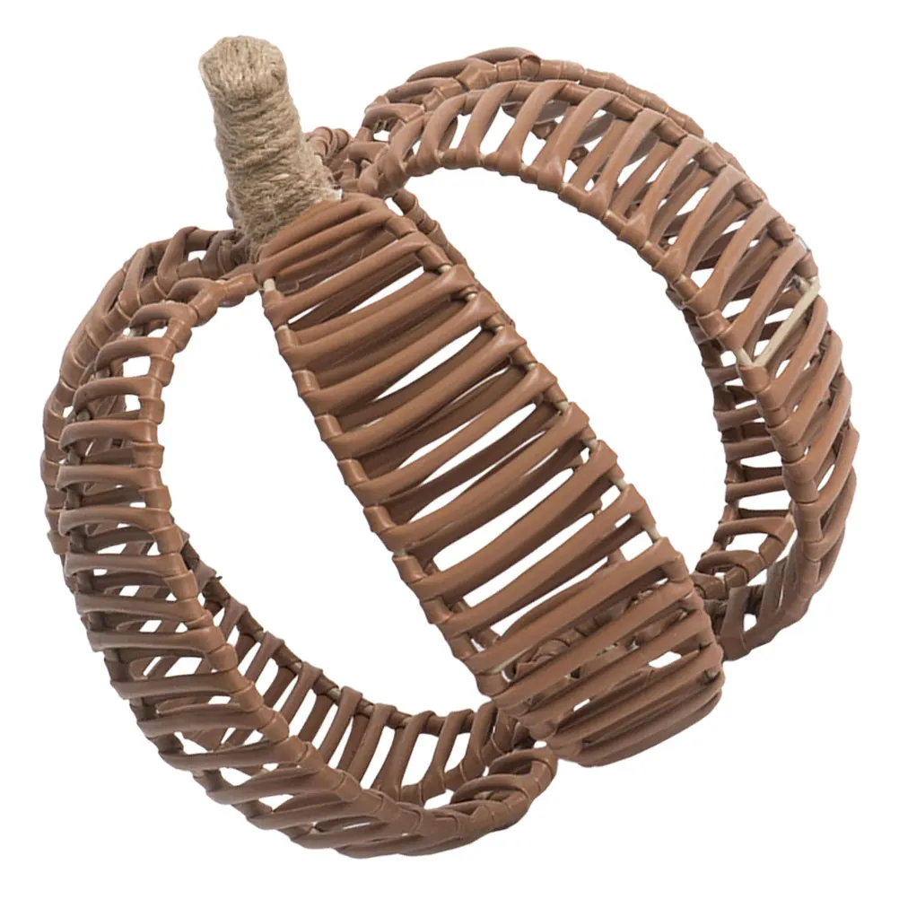 

Handmade Woven Pumpkin Decor Iron Frame Halloween Tabletop Ornament Festive Party Decoration Desktop Display