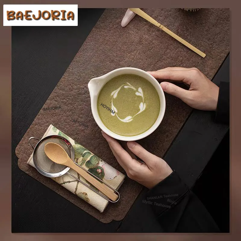 Ceramic Gradient Matcha Eight-piece Set Japanese Style Threaded Tea Bowl Filter Net Whisk Tea Ceremony Tableware Supplies Craft